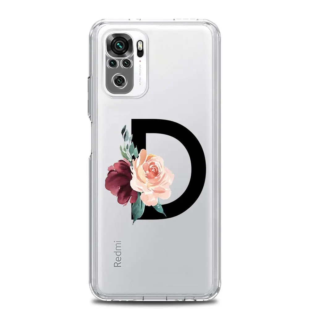 Clear Flower Letter Design Phone Case Cover