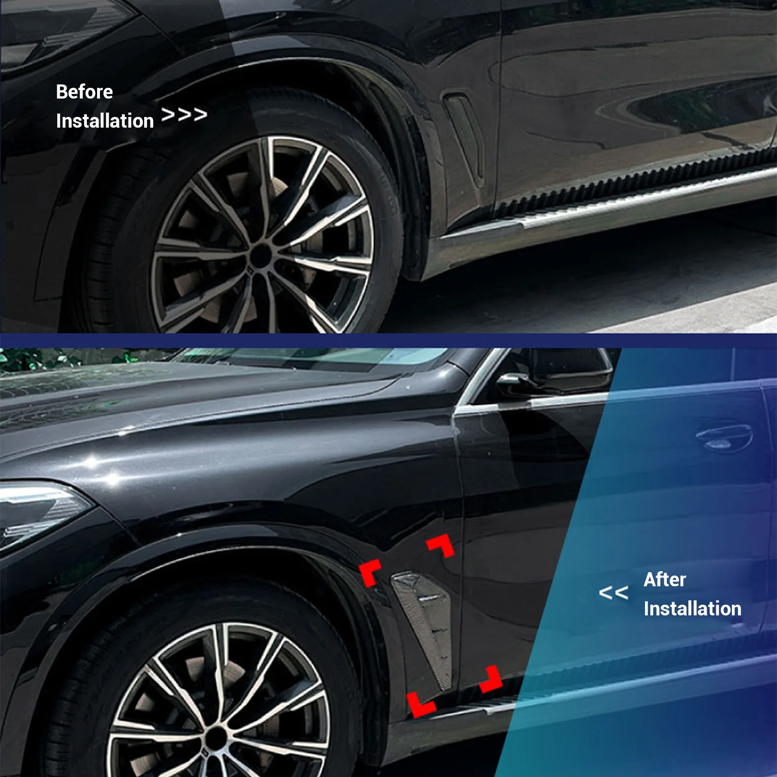 사이드 펜더 트림 에어벤트 ABS 고강도 내열 교체품 BMW X5 M G05 스포츠 프리페이스리프트 2019-2023 글로시 블랙