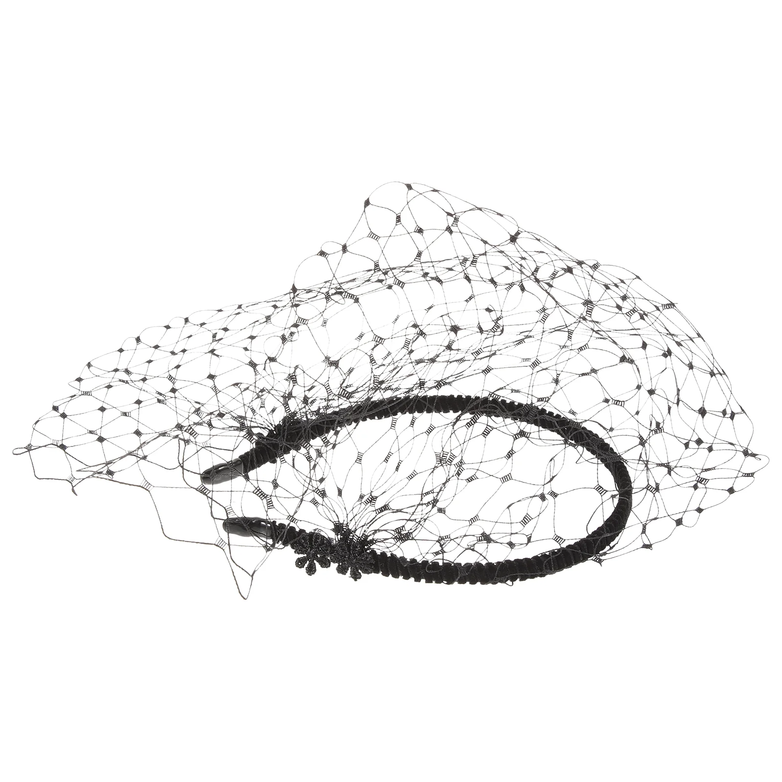 Vintage Veil Hair Headband Simple Elegant Mesh Headdress for Woman Girl (Black) women s soft dots tulle birdcage wedding veils for brides black short 1920s flapper fascinator mesh veil with comb voile