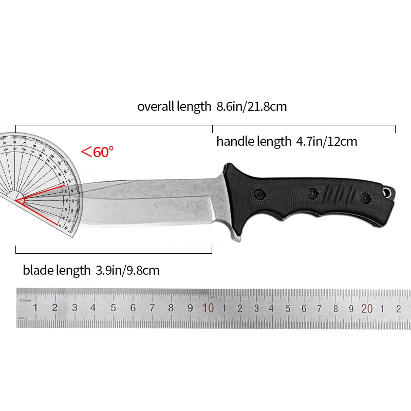 ATS-34 High Hardness High Quality Steel Jungle Survival Knife G10 Handle Fixed Blade With Kydex Scabbard For Wilderness Survival 6