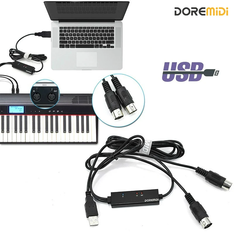 Doremidi Usb Midi Cable Interface 5 Pin Line Converter Midi To Usb