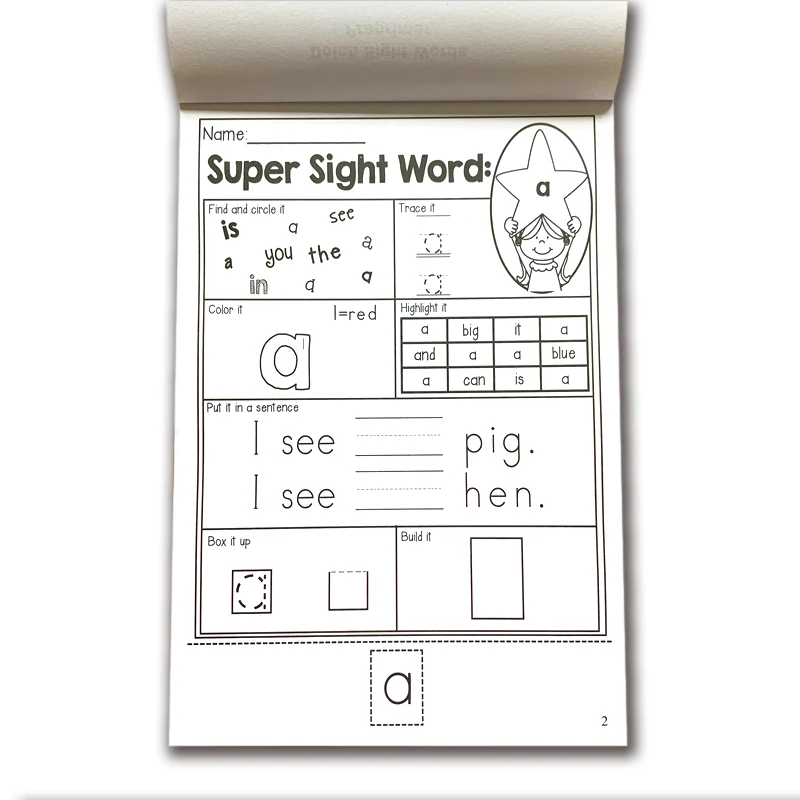 225 Pages/Book Educational Toys Children Learn English Homework Sight Word Sentence Interactive Phonics Practice Workbook 5