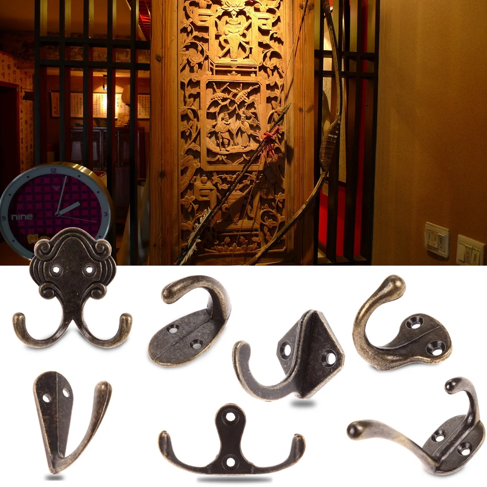 Vintage Cloth Coat Bag Hat Hanging Hooks Bronze Wall Hooks Clothes Hook for Key Towel Bags Hat