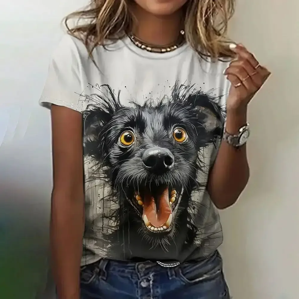 

Summer Women's T-Shirt Funny Animal 3d Print Clothing Fashion Round Neck Casual Short Sleeve Pullover Tops for Girls