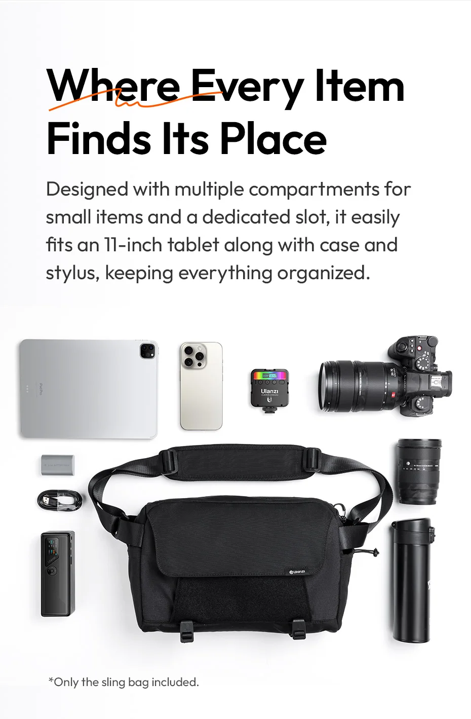 ulanzi BP11 Crossbody Kamera 9L Kapazität Schulter Smartphone Fotografie Digital SLR Für Sony Canon Nikon Schulter Tasche_voghion.com