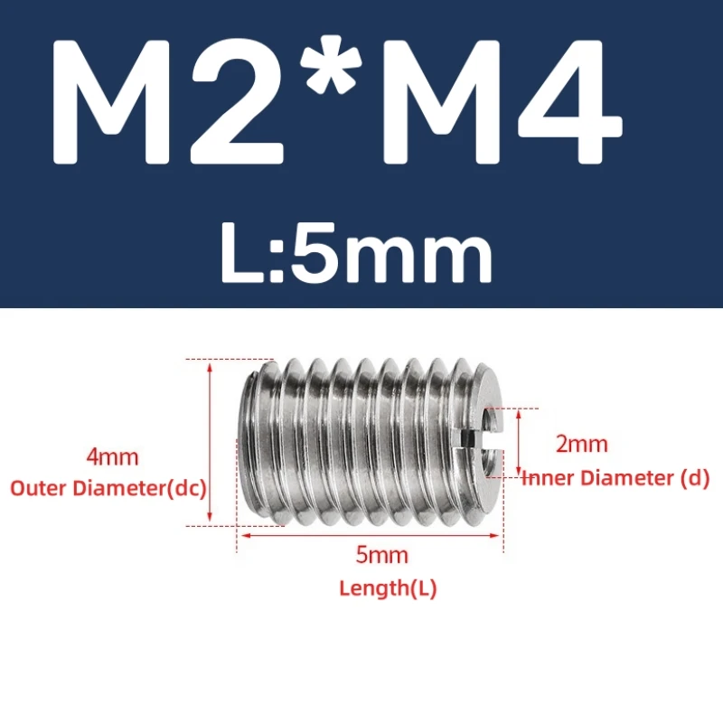 m2 m2.5 m3 m4 m5 m6 m8 m10 m12 304 a2 stainless steel sheath thread insert sleeves inner outer thread adapter screw reducing nut threaded insert nut insert nut thread adapter screw nuts