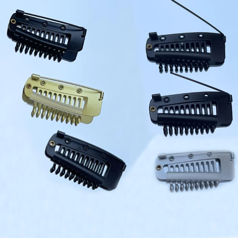 New 30pcs chunni clips 3.6cm 10 Teeth Snap Clips with Safety Pin For Weft Hair Extensions