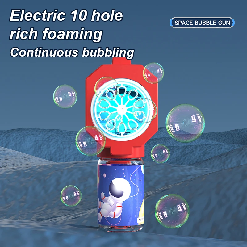 Bring 2 bottles of 50ml bubble water 2pcs bubble guns handheld kids fully automatic outdoor toy Children's holiday gift toy 4