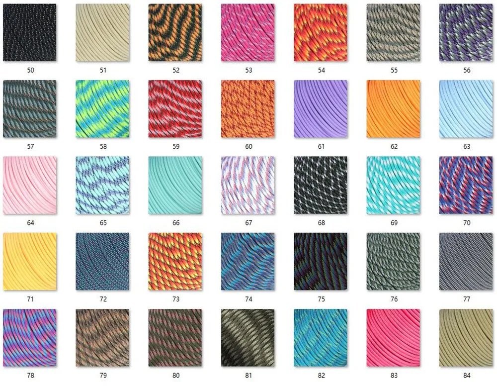 Description Picture 3 of item550 Military Paracord Rope 84 Color 100M 50M 7 Strand 4mm Parachute Cord Outdoor Camping Survival Gear DIY Bracelet Tent Line