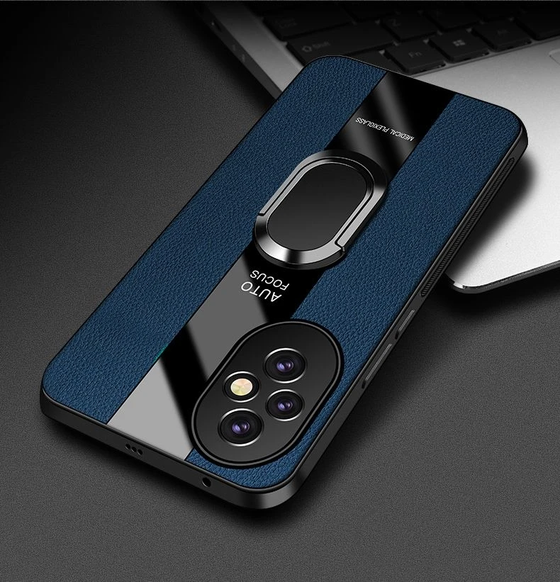 Luxury Leather Magnetic Back Cover with Bracket - Racing Style Shockproof Bumper Case