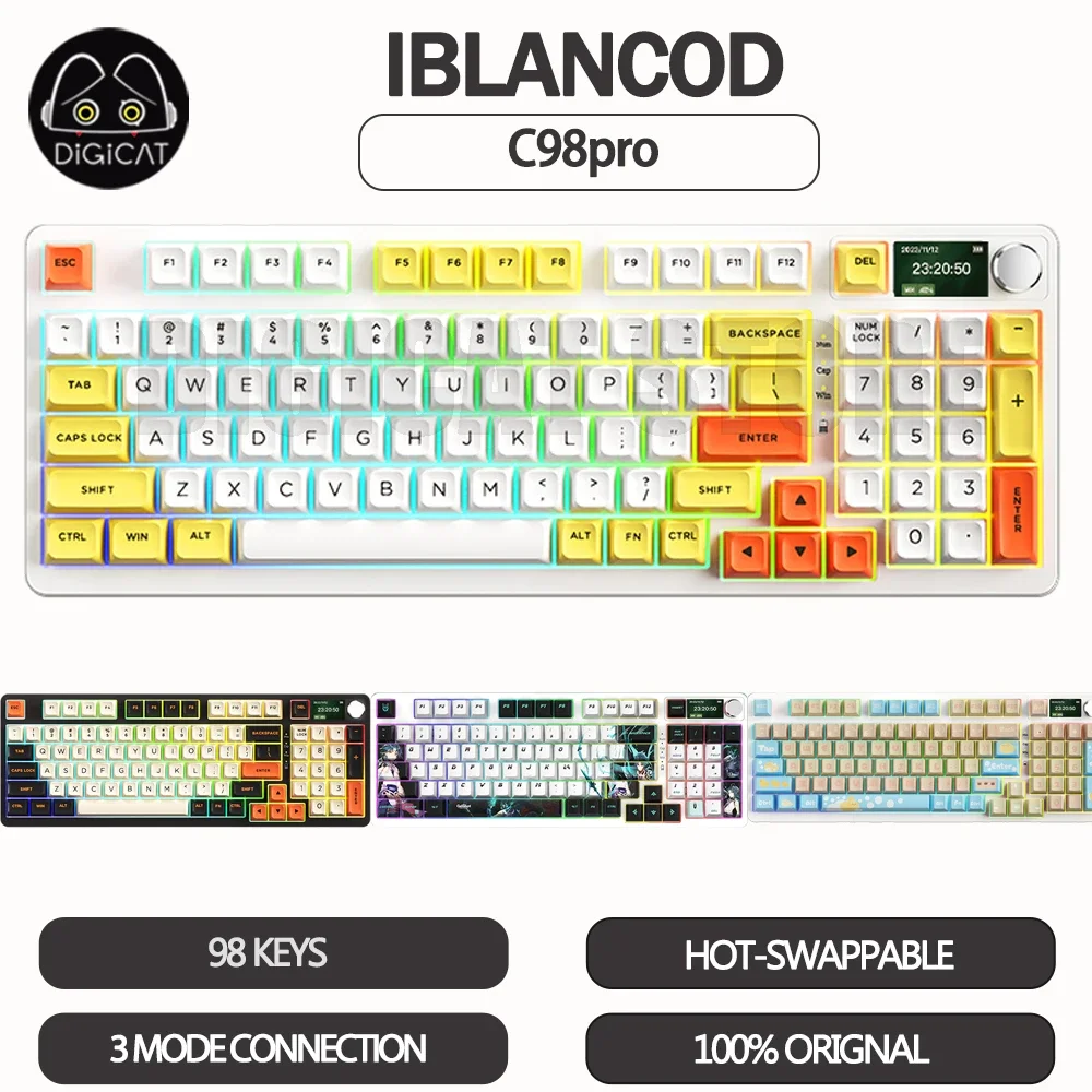 

Iblancod YK75 Mechanical Gamer Keyboard 3 Mode 2.4G/Bluetooth/USB Wireless Keyboard 84 Keys PBT Keycaps Hot Swap Gaming Keyboard