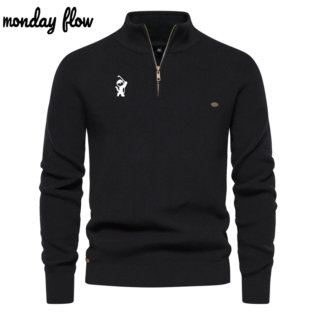 Monday Flow Autumn Golf Men's Outdoor Sports Versatile Cashmere Golf Sweater Comfortable Warm Pullover Knitted Jackets
