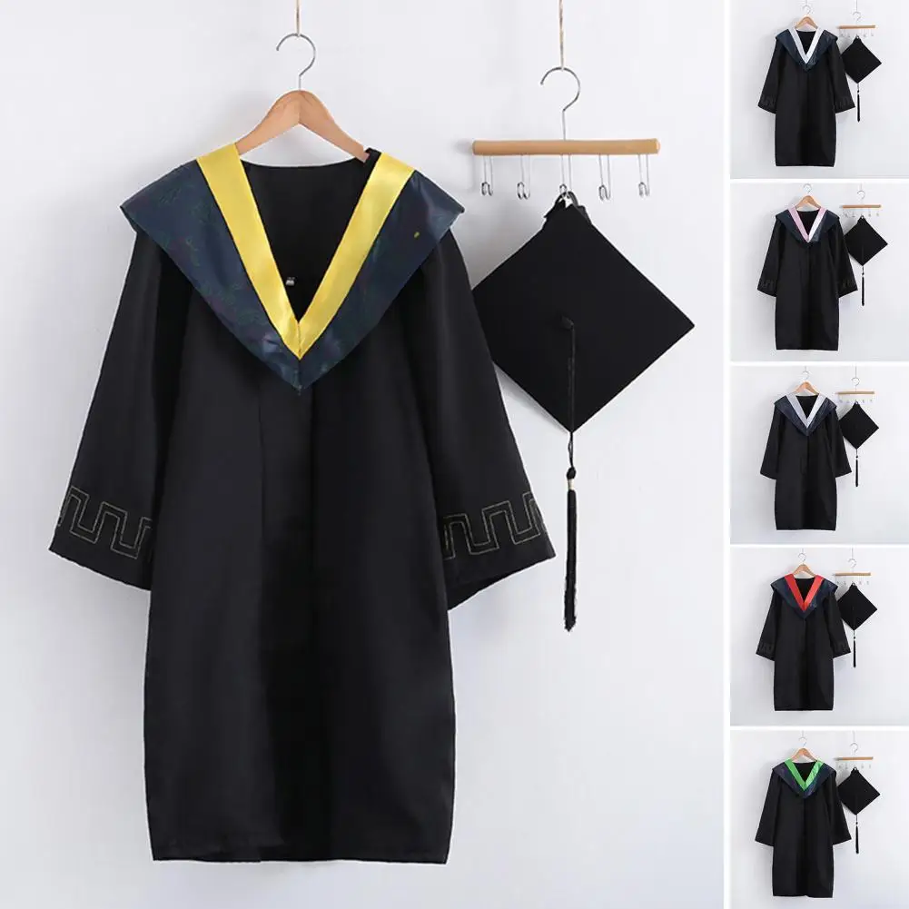 Adult Graduation Gown Cap Set Unisex School Uniform Cosplay Bachelor Costume College University Ceremony Suit Women Men Gift graduation gown set