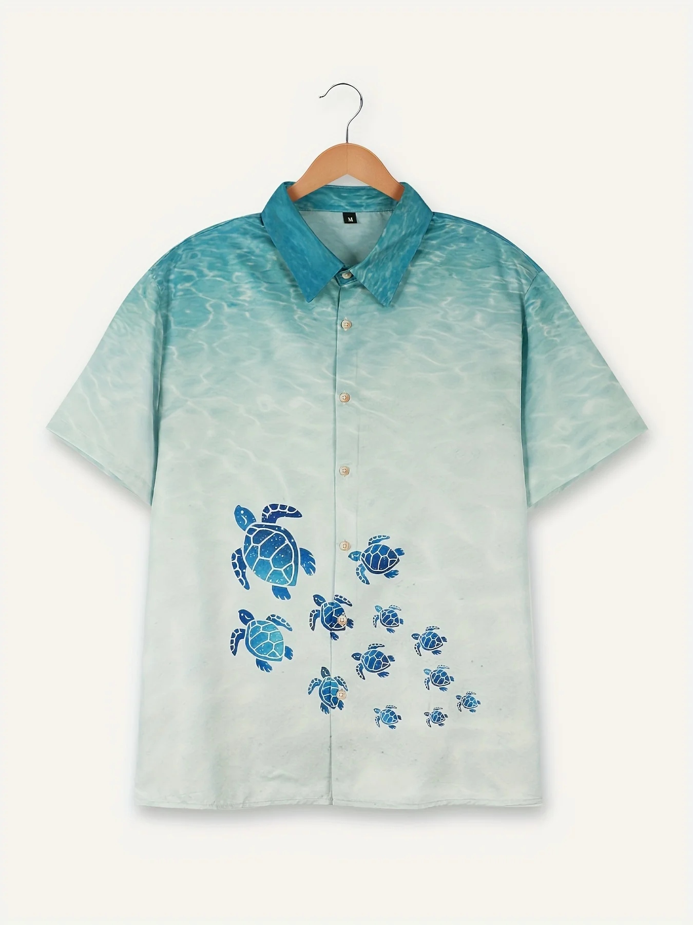 Summer Fashion Gradient Color Design Top Men's Short Sleeve Shirt Turtle Print Hawaiian Shirt Beach Vacation Oversized T-Shirt 2