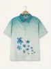 Summer Fashion Gradient Color Design Top Men's Short Sleeve Shirt Turtle Print Hawaiian Shirt Beach Vacation Oversized T-Shirt 2