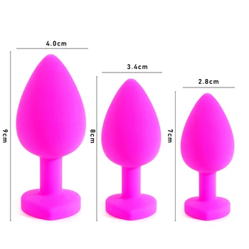 S/M/Lsize Heart-shaped black silicone anal plug Adult Toys for Men/Women Anal Trainer for Couples sex toys silicone butt plug 3