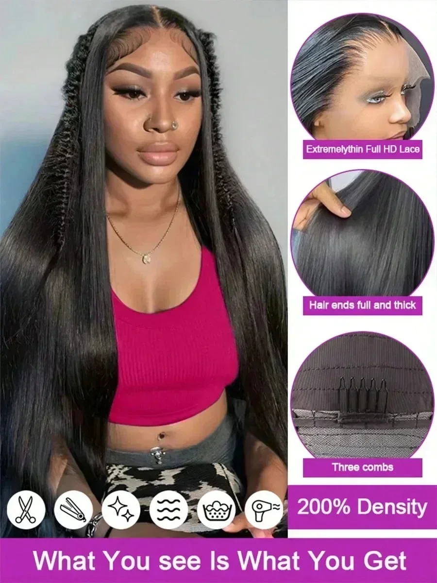 100% Human Hair 30 40 Inch Wigs 4x4 13x4 Hd Lace Wig 13x6 Hd Lace Human Hair Wig 300% Density Bone Straight Vietnamese Raw Hair 4