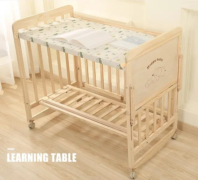 Wooden Baby Crib for Infants with Multiple Functions Newborn Child's Assembled Large Bed with Rocking and Cradle Features 4