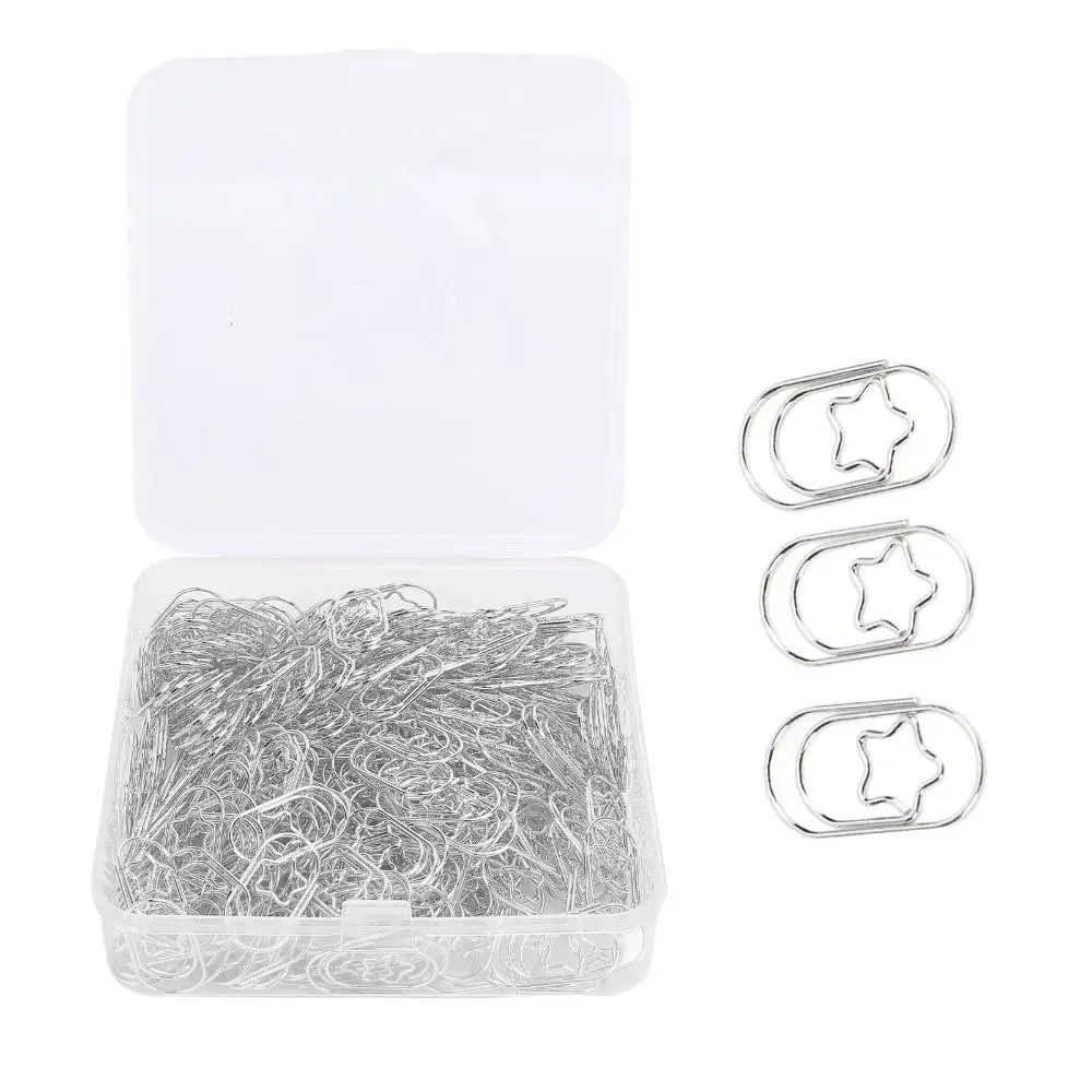 300 Pcs 실버/로즈 골드 별 모양의 종이 클립 별 모양의 22*12mm 별 모양의 종이 클립 섬세한 안티 슬립