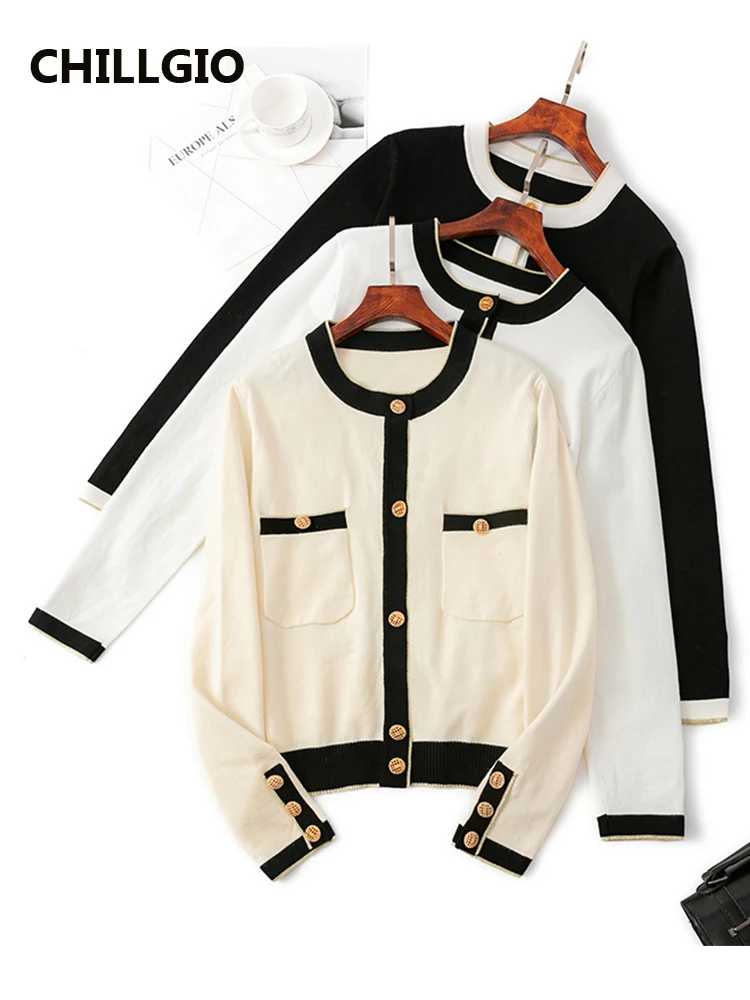 

CHILLGIO Women Thick Winter Knitting Cardigans Warm Party Ins O Neck Elegant Long Sleeve Knitwear Fashion Button Knitted Sweater