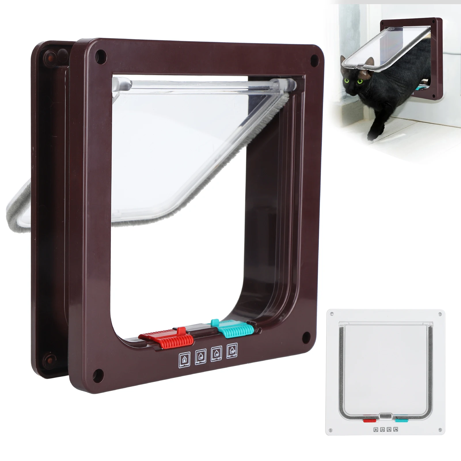 Cat Door Cat Flap Door Lock Security Flap Plastic Small Pet Gate Household Pet Supplies Small