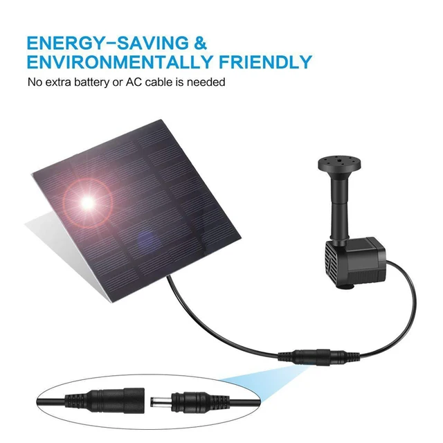 Az Új Napenergia -Kerti Szökőkút Szivattyú, 6 Fúvókával, -Szivattyúkhoz Használják Baromfifürdőkben, Tavakban, Kertekben És Más Helyekben - Image 5
