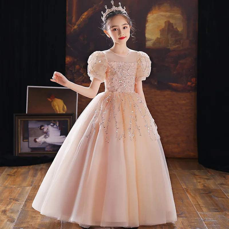 Gown Girly Girl Prom Pink Tulle Lace Flower Girl Dress, Cute Girls