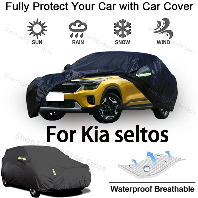 Full Car Cover For Kia Seltos Outdoor Protective Gear-Snowproof, Sunshield, Waterproof and Dustproof Automobile Accessories
