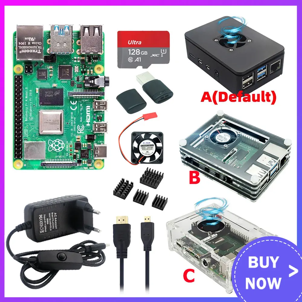 Raspberry Pi 4 2GB 4GB 8GB Starter Kit 7 in Touch Screen Case Power Supply