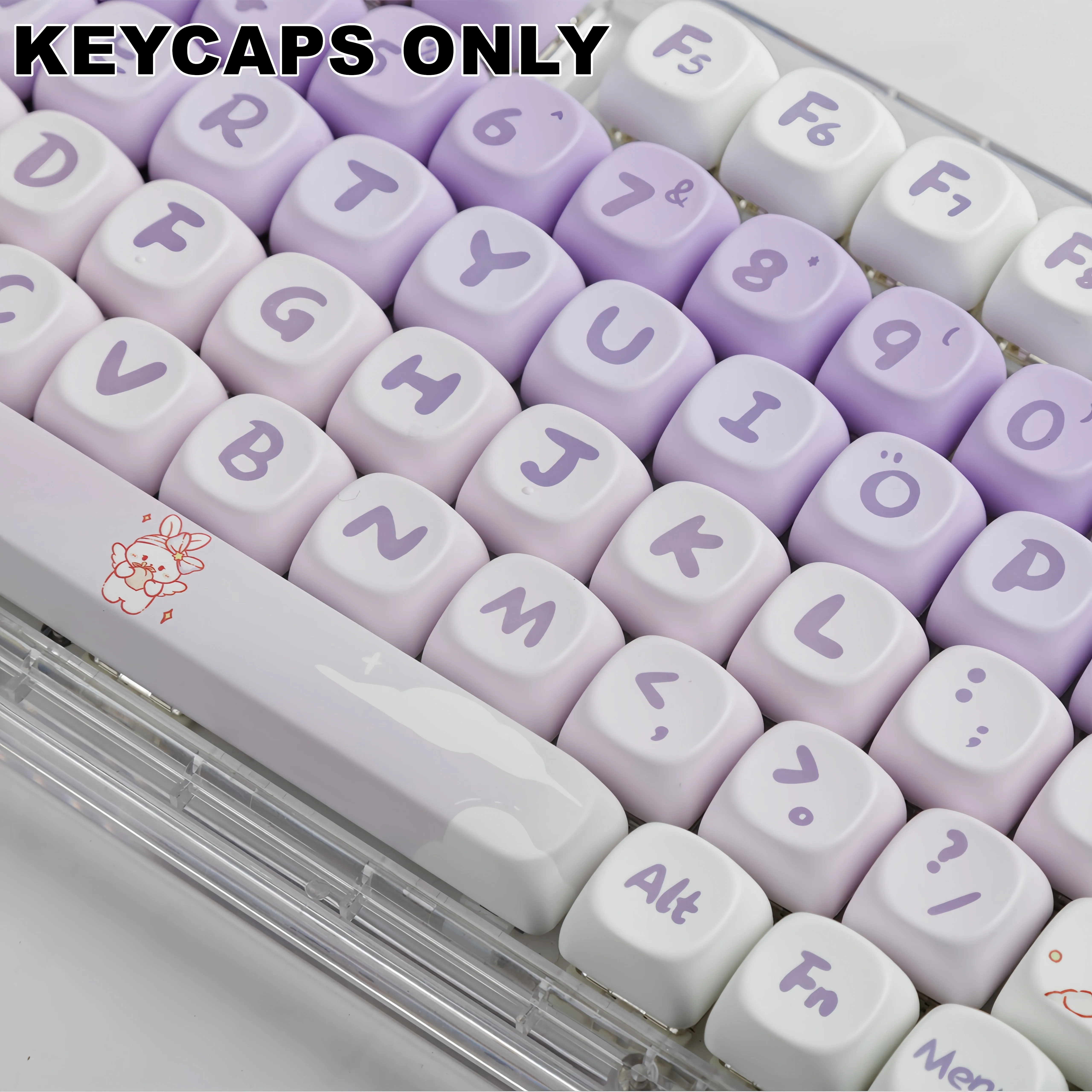Kawaii Purple Pastel Bunny Themed Keycaps (142 Keys)