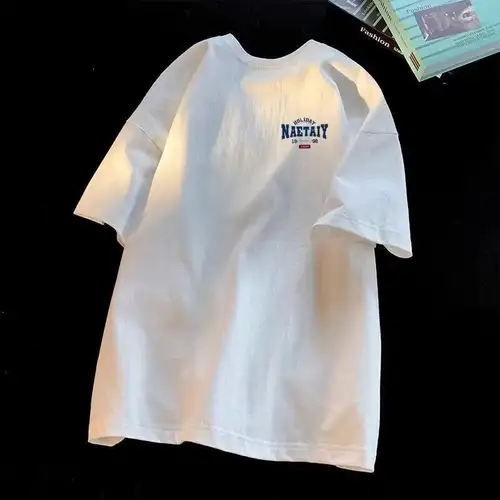 8XL Men Oversized Fashion Loose American Vintage Letter NAET Print Short Sleeve Round Neck Versatile Trend Couple outfit - Image 4