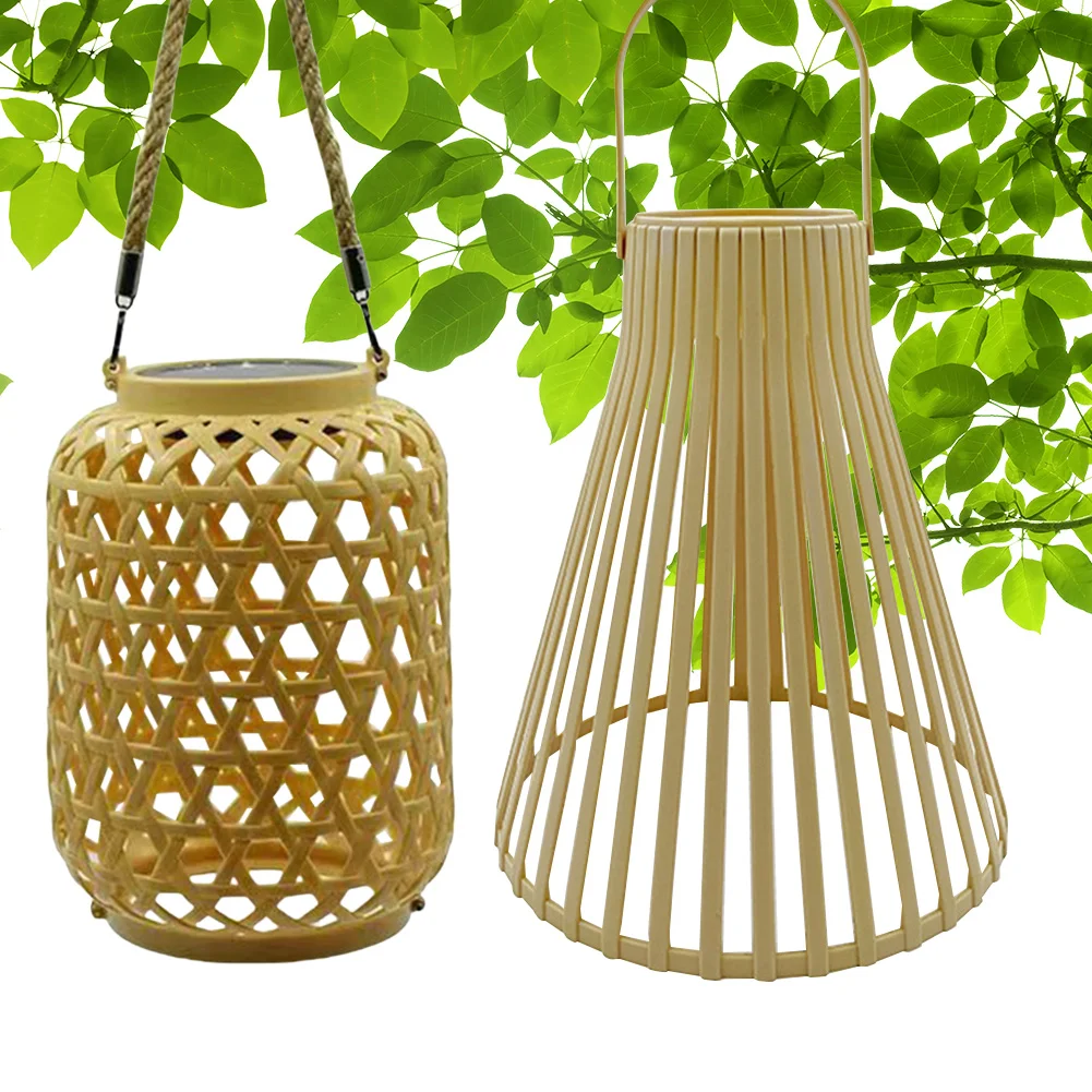 Description Picture 4 of itemOutdoor Hanging Light with Handle Solar Rattan Lantern Waterproof Solar Powered Retro Pendant Light for Yard Patio Lawn Pathway
