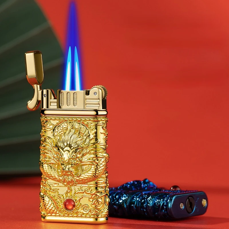 Accendino Torcia Butano Jet Antivento - Fiamma Blu Regolabile, Ricaricabile, In Lega Di Zinco, Con Confezione Regalo, Per Esterno E Campeggio