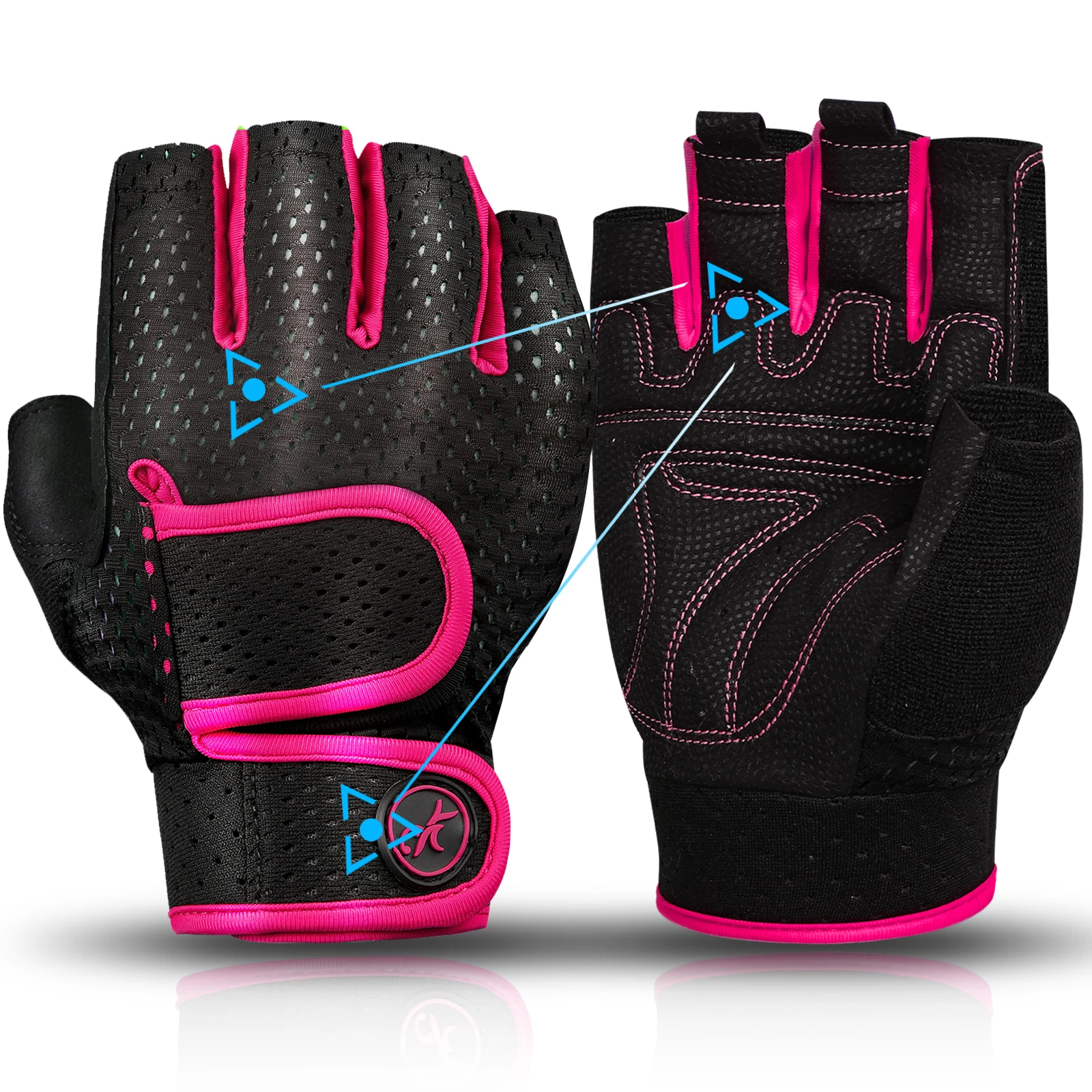 MOREOK Gym Fitness Gloves Half Finger 3MM Pads Weight Lifting Workout Exercise Power Training Spinning Bike Cycling Gloves Women