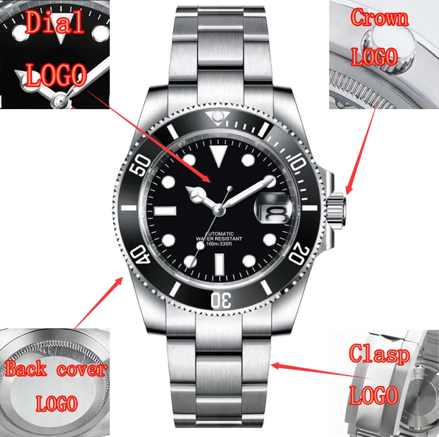 40mm Corgeut man Watch Custom Logo Luxury Sapphire NH35 Automatic Mechanical Watches Ceramic Bezel 120 Click Luminous