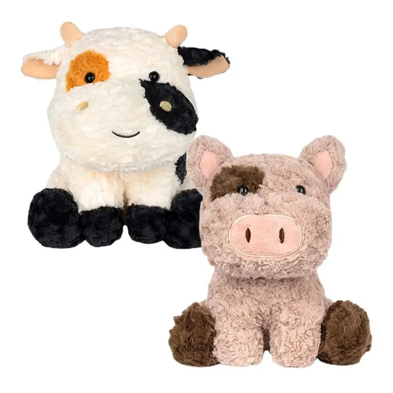 

Пушистая корова мягкая игрушка милая плюшевая игрушка с коровой и свиньей мягкие и удобные мягкие животные Рождественский подарок для детей мальчиков