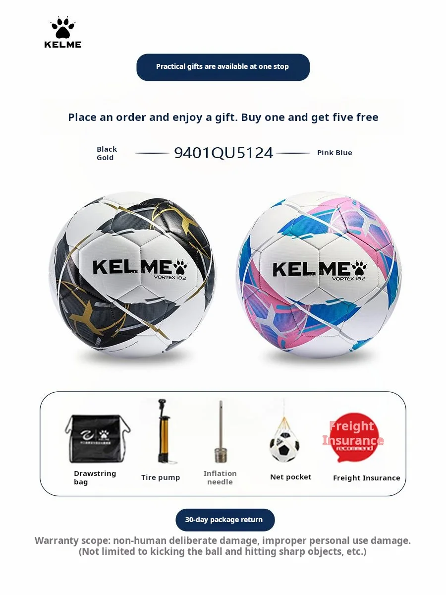KELME Professional Football Soccer Ball TPU Size 4 Size 5 Red Black Goal Team Match Training Balls Machine Sewing Futbol Voetbal 4