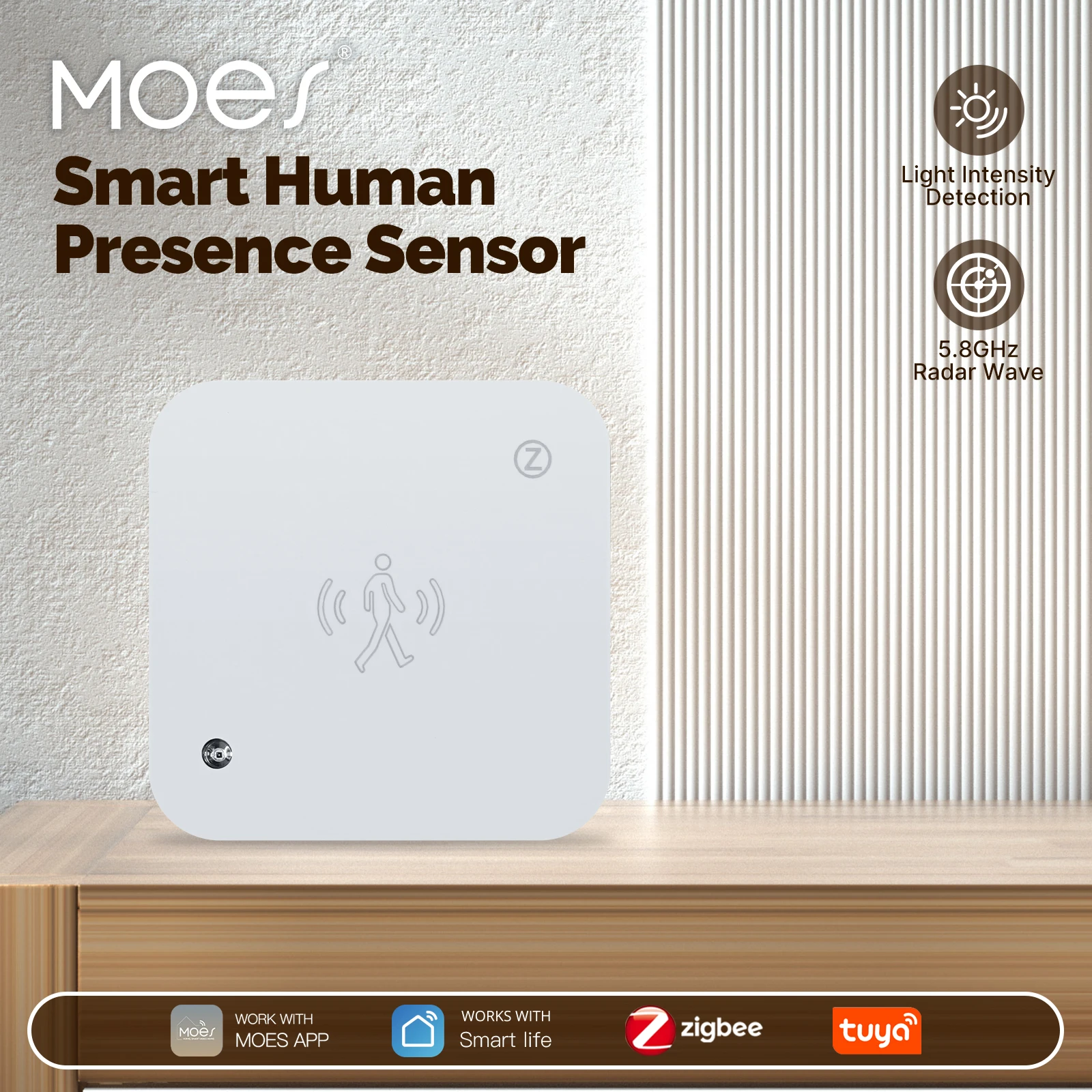 Human Presence Sensor Smart Tuya ZigBee Motion Motionless Detection Light Luminance Sensor Wired Design App Notification