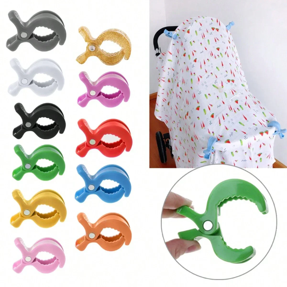 Description Picture 2 of item2pcs Baby Stroller Blanket Clips Multifunctional Stroller Accessories Toy Clip Cart Carrier Cover Blanket Anti Drop Plastic Clip
