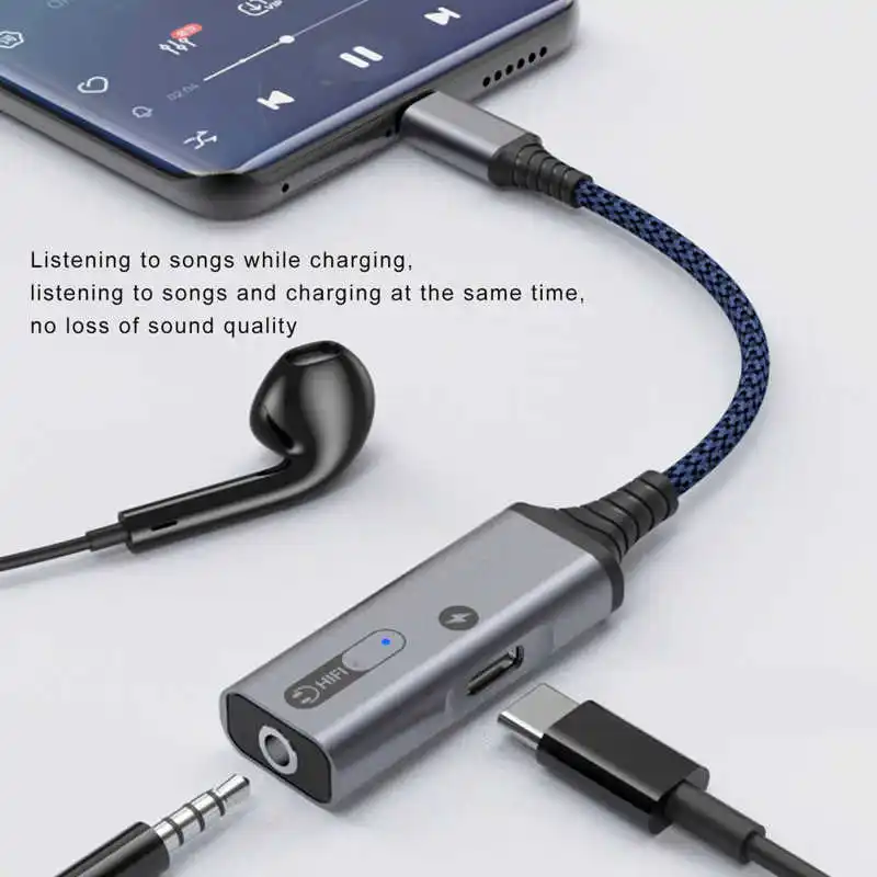 

Type C to 3.5mm Adapter Cable 2 in 1 60W QC PD Fast Charging 16cm Length Compact Portable for Home Office Travelling hot