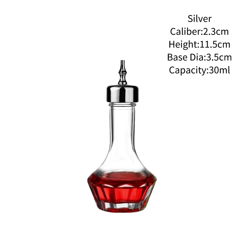 Vintage Glass Design Cocktail Bitters Bottle with Stainless Steel Dasher Top - Professional Bar Tool Accessory
