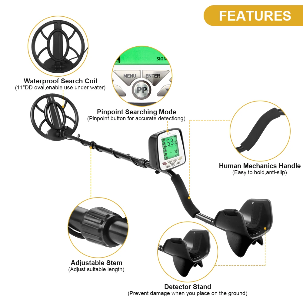 Newest Metal Detector MD 5032 Metal Detecting Pinpoint Waterproof Search Coil High Performance Underground Treasure Hunter
