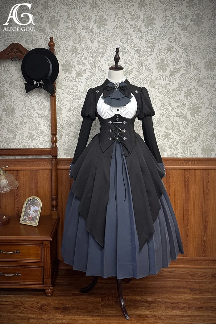 Lolita Detective Deacon Boobie Jacket Long Sleeve Fake Two Piece Dress by Alice girl