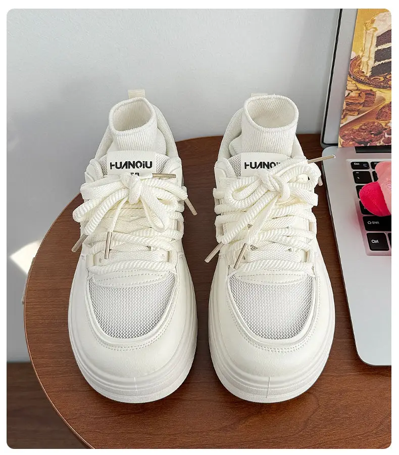 Women Causal Shoes Spring Designer Wedges Vulcanized Shoes Fashion Versatile White/Pink Sneakers student Lightweight Sports Shoe