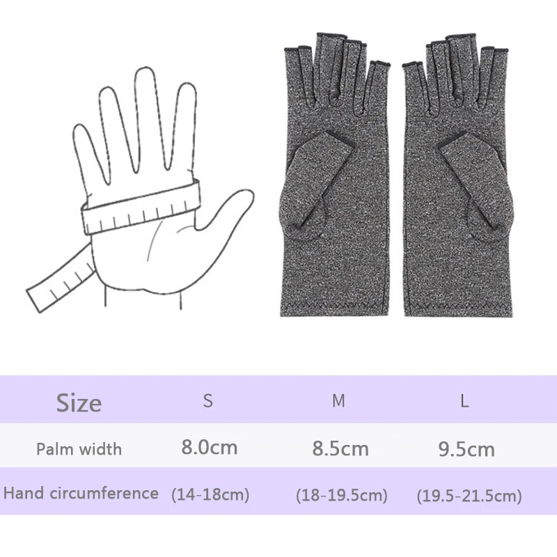 1pair Arthritis Therapy Fingerless Compression Gloves Touch Screen