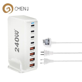 268W USB-C 8-Port PD GaN Chargeur PD3.0 QC3.0 Bureau Charge Rapide Pour MacPlePro/Air IPad IPhone 15 14 13 Pro Pour Galaxy 1