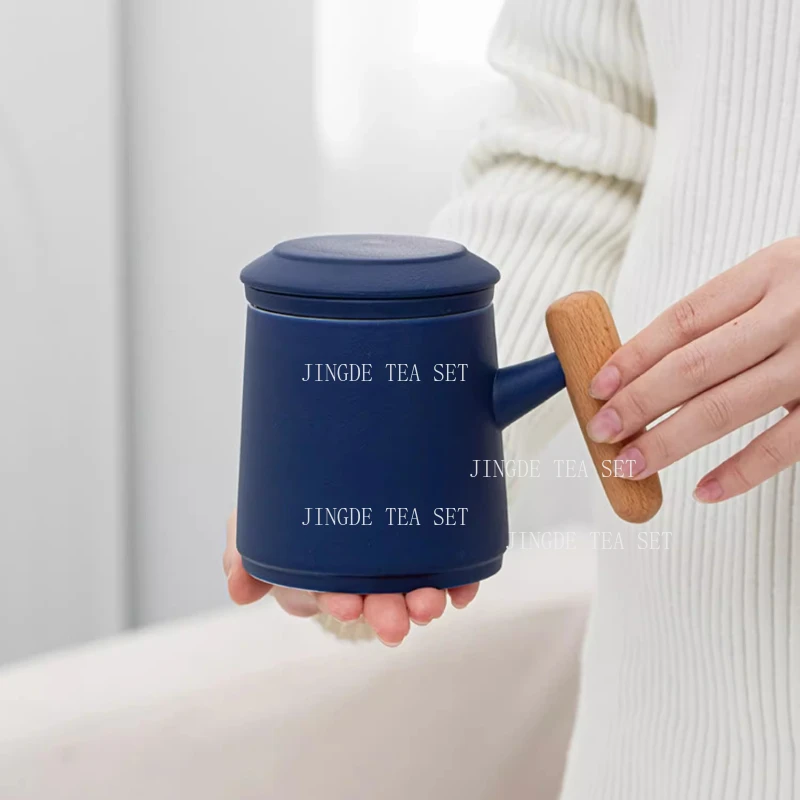 450ml Ceramic Mug Household Water Separation Cup Office Covered Filter Cup Tea Steeping Cup Drinking Utensils Teaset Accessories