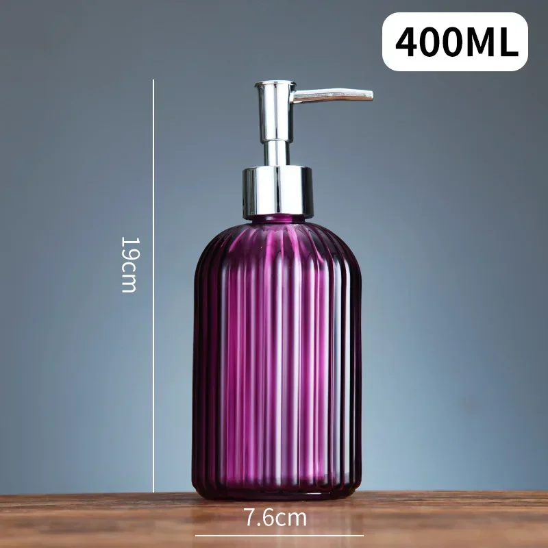 400ml Vertical Stripe Refillable Glass Pump Bottle