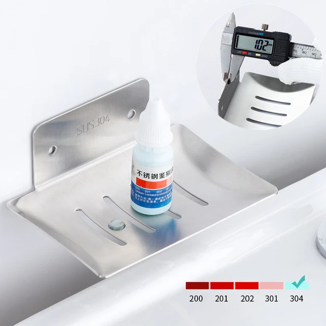 Portasapone da bagno portasapone in acciaio inossidabile con scarico dell'acqua senza foratura portasapone a parete accessori da bagno 3