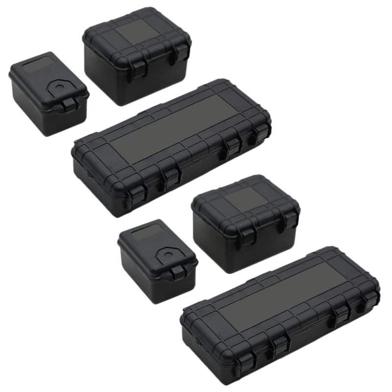 T84C-6Pcs Plastic Rc Car Storage Box Decoration Tool For Traxxas Trx4 Axial Scx10 90046 D90 1/10 Rc Crawler Accessories Black